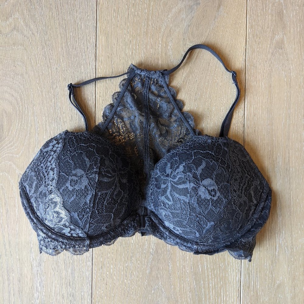 NWOT PINK Victoria's Secret Grey Lace Push-Up